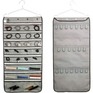 Porte-bijoux suspendu à fermeture éclair de grande capacité avec 80 poches, sac de rangement transparent pour économiser de l'espace, pour l'affichage des accessoires de bijouterie - Product Image 1