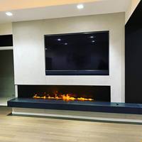 Insert de cheminée électrique moderne à vapeur d'eau linéaire en acier avec télécommande décorative pour appartement