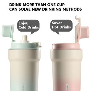13oz Insulated Stainless Steel Travel Coffee Mug with 2 in 1 Thermal Mug with <b>Lid</b> <b>Straw</b> <b>and</b> Carry Handle - Product Image 5