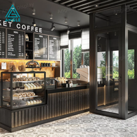 Comptoir de réception de café LED sur mesure de luxe, comptoir de bar de café de luxe avec dessus en marbre pour magasin de détail commercial