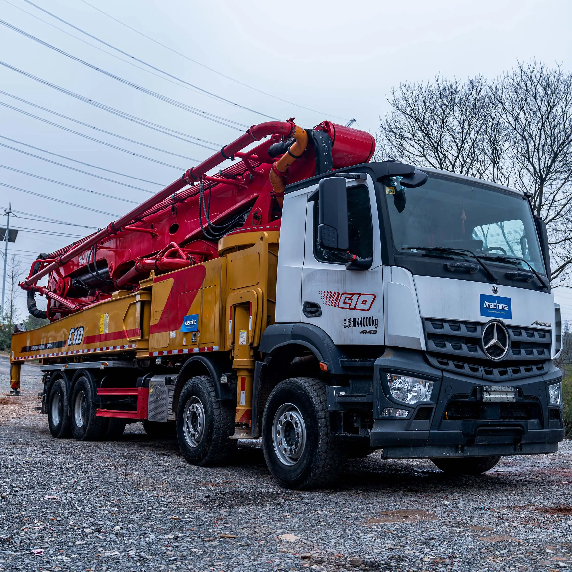 2021 usato Sanys 62m camion montato pompa per calcestruzzo Benz telaio