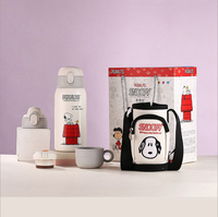 Termo Snoopys de Acero Inoxidable 316, Taza de Bebida de Triple Uso, Botella de Agua Portátil para Niños con Funda, Paquete de Regalo