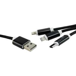 Cable USB tipo A a micro USB/USB-C de 1 m, ideal para cargar y transferir datos entre dispositivos. - Product Image 1