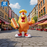 Cadena de comida rápida Publicidad Personaje de dibujos animados inflable Pulgar arriba Chef Pollo con Hamburguesa en la mano para eventos