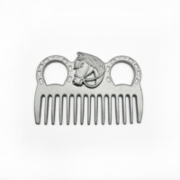 Peigne à poils brillants en aluminium avec manche en bois pour cheval, peigne de toilettage vétérinaire