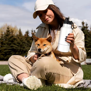 Bouteille d'eau pour chien à sublimation vierge avec bol, distributeur d'eau portable pour animaux de compagnie, gobelet isotherme en acier inoxydable - Product Image 6