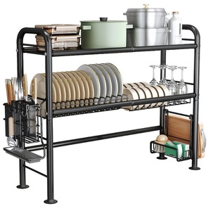 Fregadero de drenaje de 2 niveles multifuncional de Metal para cocina, cubiertos, tabla de cortar, palillos, olla, estante de almacenamiento de esponja - Product Image 1