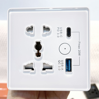 Prise murale intelligente compatible Matter, commande vocale Alexa Google Home, ports de sortie 13A A+C, prise intelligente WiFi, panneau en verre trempé