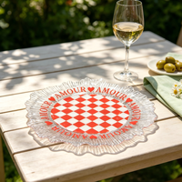Assiettes rondes de luxe personnalisables en PP, 13 pouces, durables et réutilisables, ensemble de vaisselle de mariage de 50 pièces, motif personnalisé Woju