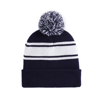Bonnet tricoté rayé 100 % acrylique personnalisé avec logo brodé, style urbain unisexe, idéal pour l'hiver et les voyages