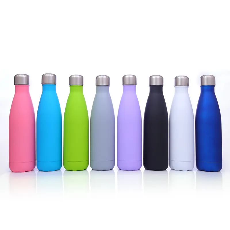 500ml BPA ücretsiz özel Logo çift duvar yalıtımlı Metal paslanmaz çelik su şişeleri