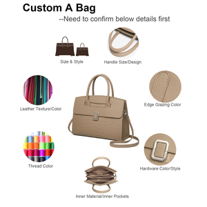Bolso de Hombro de Cuero Genuino de Grano Completo para Mujer, Diseño Color Block en Tonos Marfil y Caramelo |   Personalización OEM Directo de Fábrica 7 Pulgadas - Product Image 2