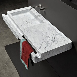 <span class=keywords><strong>Lavabo</strong></span> de Baño Rectangular de Lujo, Colgante de Pared, de Mármol <span class=keywords><strong>Blanco</strong></span> Carrara Natural - Product Image 3