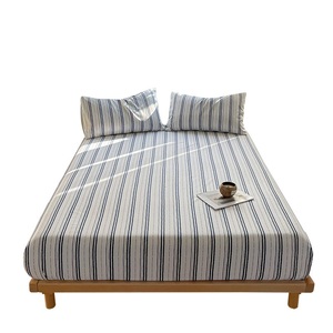 Parure de draps <span class=keywords><strong>en</strong></span> <span class=keywords><strong>percale</strong></span> 100 % coton biologique, soie naturelle, poches profondes, taille King, avec taies d'oreiller et <span class=keywords><strong>drap</strong></span>-housse rayé - Product Image 3