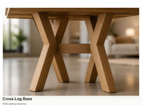 Table à manger en chêne naturel 1400 x 800 mm, table de cuisine en bois à pieds croisés, mobilier de salle à manger rectangulaire moderne