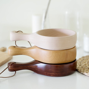 Wooden <b>Bowl</b> With Solid Wood Handle Handmade For Home Use Korean Style <b>Bowl</b> - Product Image 4