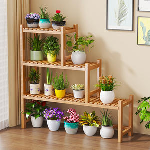 Estante de Bambú para Flores, de Pie, Trapezoidal, de 3 Niveles, para Macetas, en Oferta - Product Image 2