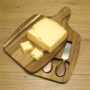 Juego de Tabla de Quesos de Madera de Acacia para Regalo de Inauguración de Casa, con 3 Utensilios para Queso y Mango - Product Image 1