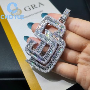 Top Quality 925 <b>Silver</b> Moissanite Letter SD Pendant Baguette Cut Iced Out Hip Hop <b>Charm</b> Pass Diamond Tester with GRA - Product Image 5