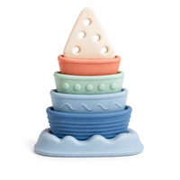 Jouets sensoriels pour bébés personnalisés, bateaux à voile en silicone, gobelets empilables, ensemble de jeu pour le bain en 6 pièces
