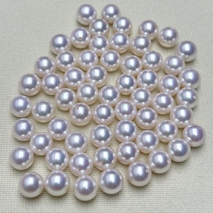 Perles d'Akoya naturelles Zhen Duo Ma Hai Shui de 7 à 7,5 mm, rondes de base, avec un fort éclat et de légères imperfections, perles en vrac de Zhuji - Product Image 1