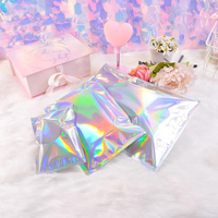 Sacs d'expédition en polyéthylène holographique personnalisés, enveloppes express en aluminium brillant adhésives, sacs d'expédition arc-en-ciel avec logo