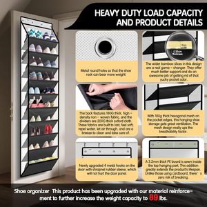 10 Tier Hanging <b>Shoe</b> Rack 33x15x85cm Heavy Duty Behind Door Storage For <b>Shoes</b> - Product Image 3