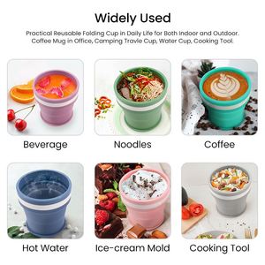 Outdoor Drinkware Portable 12oz Collapsible Silicone <b>Cups</b> Folding Camping <b>Cup</b> Foldable Reusable Travel to Go Coffee Mug With Lid - Product Image 6
