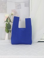 Mini sacs à main noués faits à la main pour femmes, style japonais, en polyester, motif dessin animé, contraste de couleurs, tricotés en fil de T-shirt, sacs à main au crochet, deux pièces