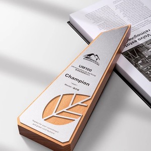Custom Wooden <b>Trophy</b> Metal Laser <b>Engraved</b> 10x28cm Durable Conference Award Business Gift - Product Image 2