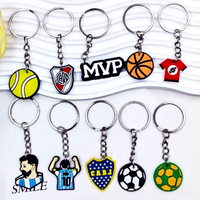 Gantungan Kunci Sepak Bola PVC Lunak Cetak 3D Logo Kustom, Souvenir Olahraga Karet Timbul 3D, Kotak Misteri, Hadiah Promosi Kecil OEM