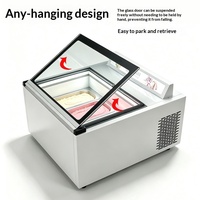 Vitrine de présentation commerciale de comptoir pour glaces coupées et yaourts glacés, à refroidissement direct, pour glaces dures, avec porte élévatrice en libre-service