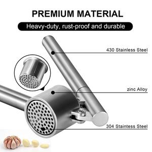 Wholesale Hot Selling 304 Stainless Steel Garlic <b>Press</b> Mincer Tool <b>Fruit</b> & Vegetable Crusher Peeler Set - Product Image 5