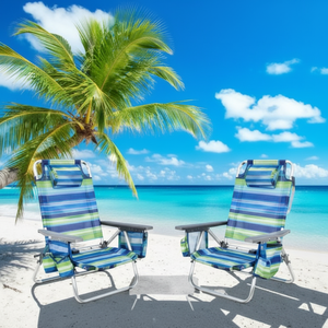 Set da tavolo da spiaggia con zaino pieghevole a 2 confezioni con motivo reclinabile da esterno a 5 posizioni - Product Image 1