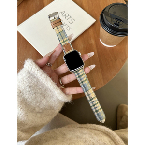 <span class=keywords><strong>Bracelet</strong></span> en <span class=keywords><strong>cuir</strong></span> tissé en laine à carreaux vintage pour Apple Watch Ultra 40 mm-49 mm pour Iwatch10 987ultra <span class=keywords><strong>Bracelet</strong></span> de remplacement - Product Image 6