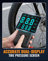Compresseur d'air portable sans fil ABS pour pneus, manomètre 150 PSI, double affichage, lumière LED, batterie externe, gonfleur de pneus de voiture