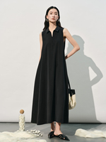 Robe d'été 2026 JINFENGYUAN 862536 en soie de mûrier de haute qualité, nouvelle collection, col en V, sans manches, couleur unie, élégante pour femme