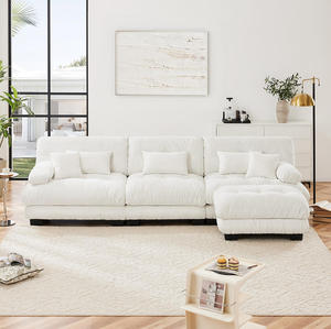 Ensemble de canapés modulaires de luxe, canapé carré surdimensionné en tissu avec siège profond et ottoman convertible pour salon d'appartement - Product Image 6