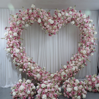 Arche de fleurs en forme de cœur rose en soie artificielle, décoration de mariage, prix de gros d'usine