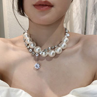 Collier ras du cou Boonee Alus Niche pour femme, perles de culture européennes et américaines de grande taille, plaqué or, luxe léger, pour soirée