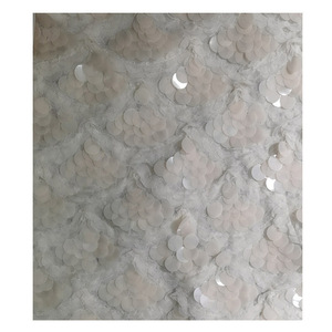 3D Embroidered Geometric Mesh Fabric with Mermaid <strong>Sequins</strong> Wedding Dress <strong>Material</strong> for Girls Heavyweight Breathable 100% Polyester - Product Image 3