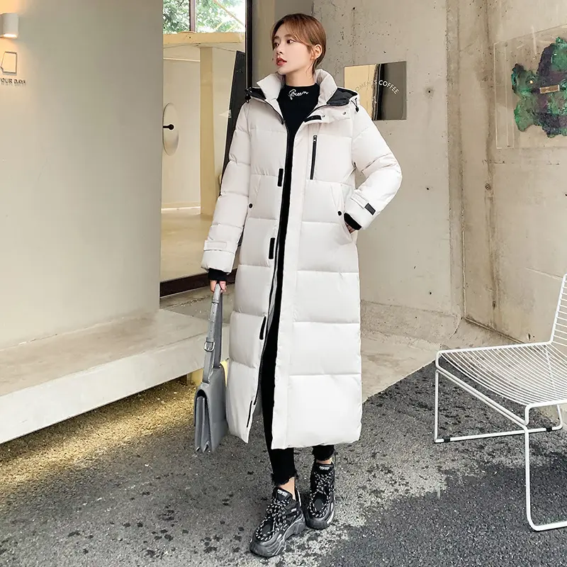 2024 bông độn quần áo abrigo de invierno Para mujer của phụ nữ trench Áo khoác giản dị phần dài mùa đông len dệt kim dày