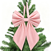 Décoration de sommet de sapin de Noël classique en velours rouge de 22 pouces, ornement de sapin de Noël, décoration murale intérieure pour la maison