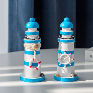 Mini phare décoratif en bois de style méditerranéen, ensemble de 4, 15 cm, décoration d'intérieur, souvenir de bord de mer - Product Image 3