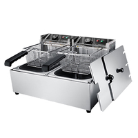 Xuzhong-freidora eléctrica comercial de 6L + 6L, 2 tanques, 2 cestas, máquina de freír profundo, en venta