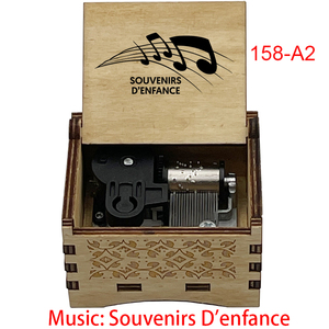 Boîte à <span class=keywords><strong>musique</strong></span> à manivelle vintage en bois, souvenirs d'<span class=keywords><strong>enfance</strong></span>, cadeau pour l'anniversaire des enfants - Product Image 4