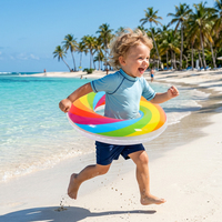 Aufblasbare Schwimmringe für Kinder, 25,6 Zoll, PVC, bunter Regenbogen-Schwimmring, langlebig, auslaufsicher, für Strand, See, Fluss, Partyzubehör