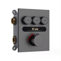 Déviateur de douche à bouton poussoir 3 voies-Pistolet de salle de bain Gris Mitigeur de douche intelligent à température constante avec affichage numérique