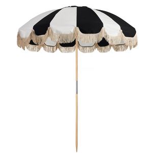Parapluie de plage de luxe en <span class=keywords><strong>bois</strong></span> avec franges, hauts pompons, accessoire d'extérieur, de fabrication, à la mode, 2022, offre spéciale - Product Image 3