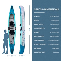 Kayak gonflable de point de chute de bateau de canoë d'eau vive de 2 personnes pour la pêche